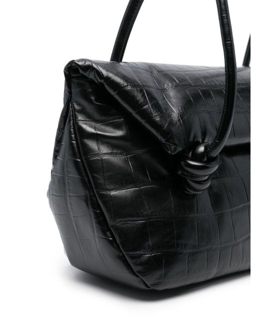 Jil Sander Black Medium Crocodile-effect Shoulder Bag