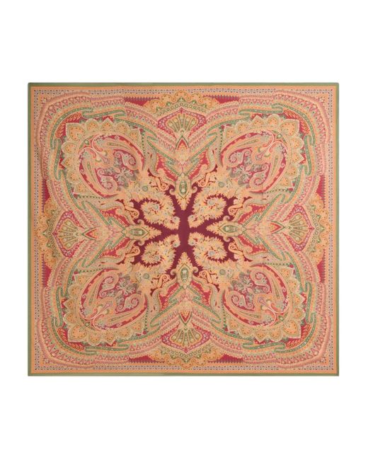 Etro Pink Wool And Silk Shawl With Placed Print