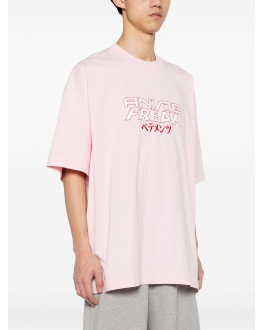 T-shirt en coton à slogan imprimé Vetements en coloris Pink