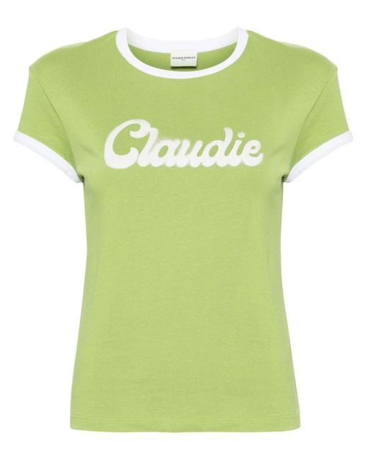 Claudie Pierlot Green T-Shirt mit Logo-Print