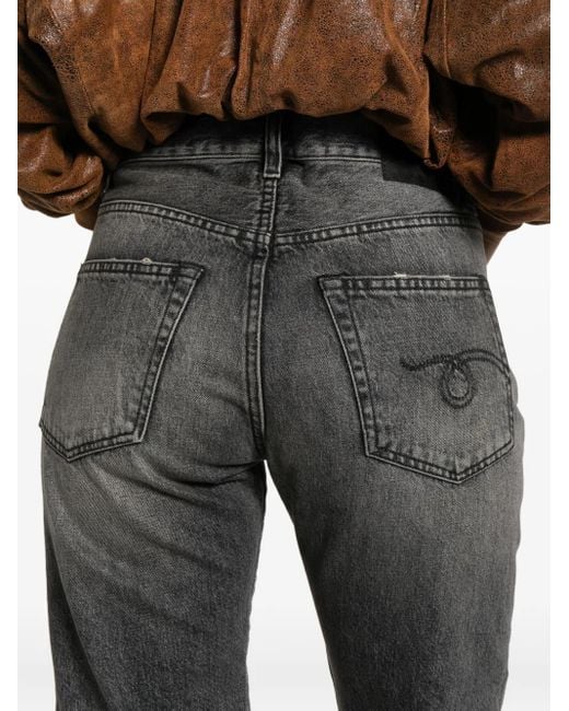 R13 Gray Logo-Patch Jeans