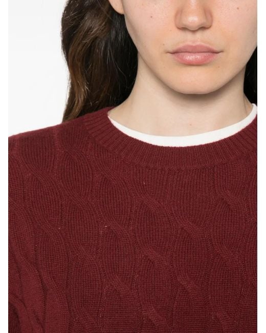 Marella Red Mlsradura Crew Neck Cable-Knit Sweater