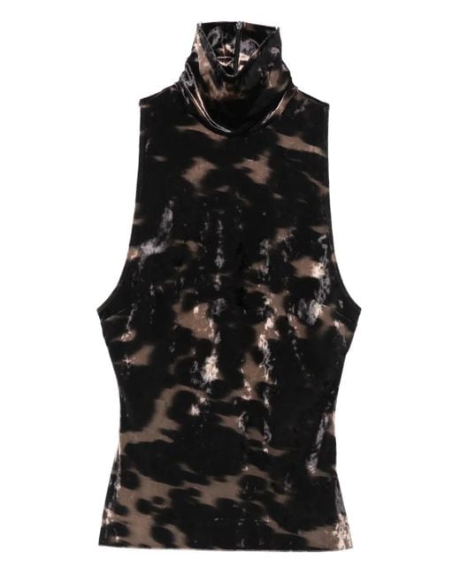Nanushka Black High-Neck Tie-Dye Top