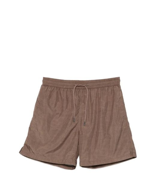 Fefe Brown Drawstring-Waist Logo-Patch Swim Shorts for men