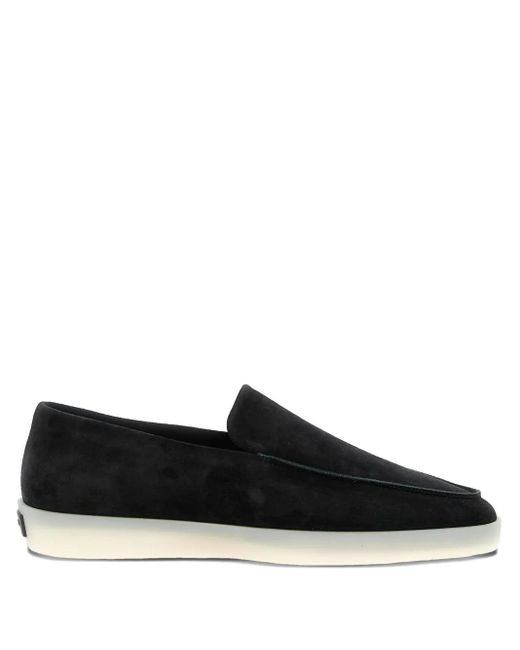 Fear Of God Black Suede Logo-Patch Loafers for men