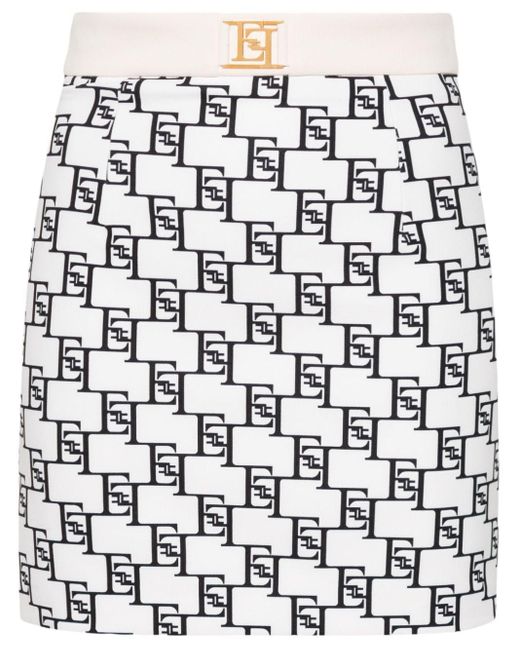 Elisabetta Franchi Black Macro Logo Mini Skirt