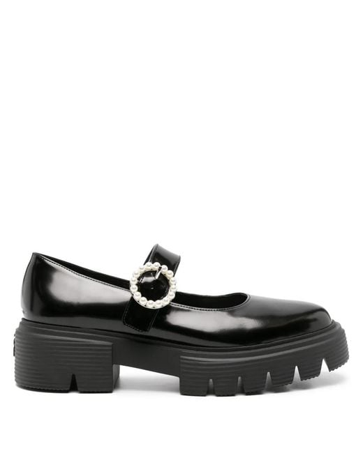 Stuart Weitzman Black Nolita Leather Mary Jane Loafers