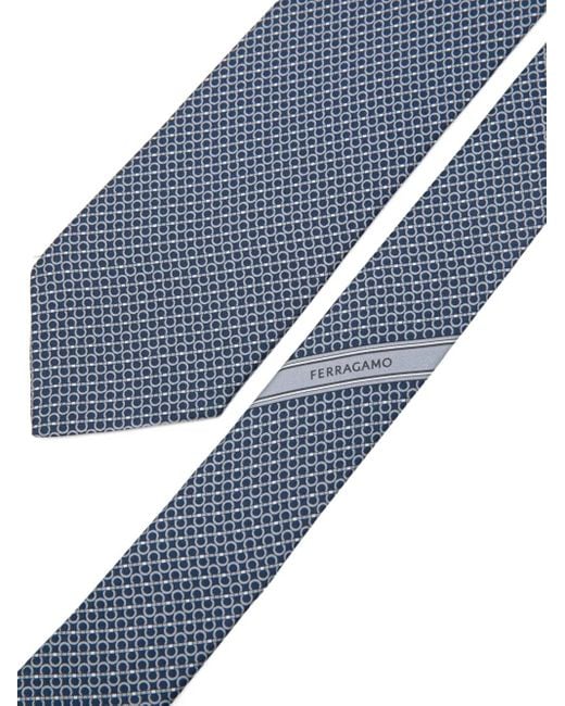 Ferragamo Blue Patterned Tie for men