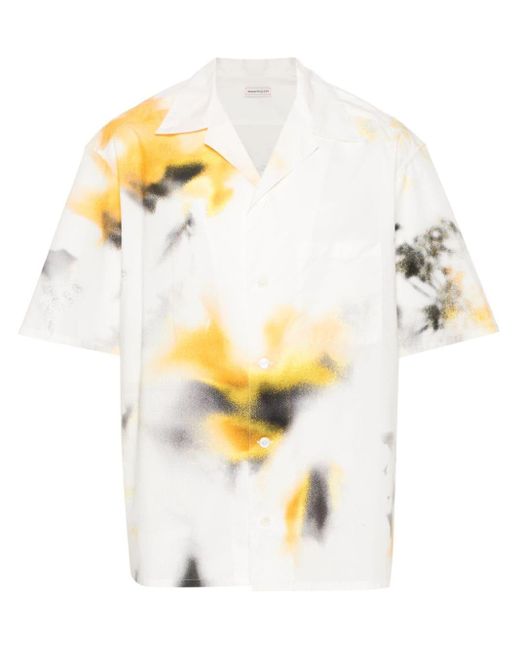 Alexander McQueen White Obscured Flower Shirt for men