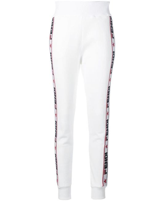 Fendi Side Band Track Pants in White | Lyst