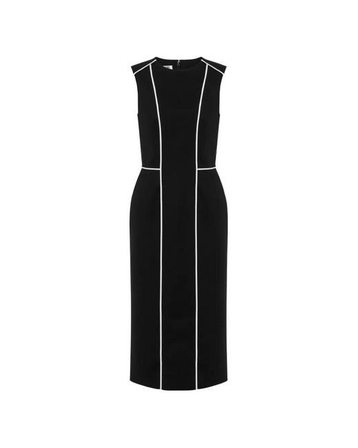 Moschino Black Piping-Detail Sleeveless Midi Dress