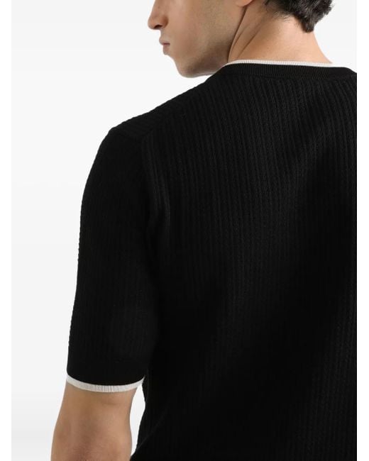 T-Shirt Côtelé À Manches Courtes Dolce & Gabbana pour homme en coloris Black