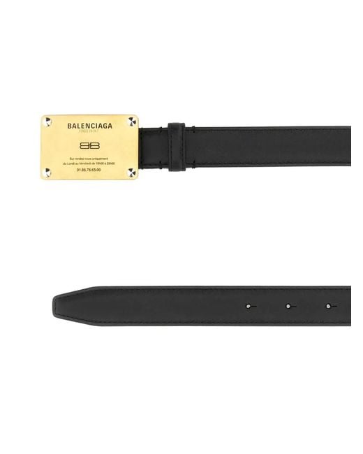 Balenciaga Black Rectangular-Plaque Leather Belt