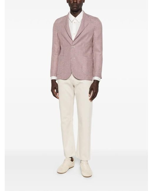 Barba Napoli Pink Blazer À Motif Pied-De-Poule for men