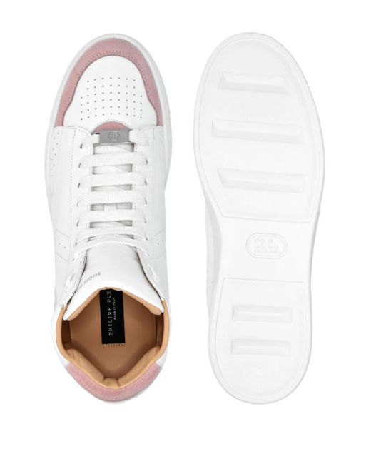 Philipp Plein White Hexagon Lace-Up Sneakers