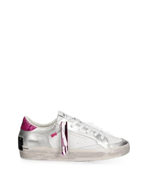 Crime London White Sk8 Deluxe Lace-Up Sneakers