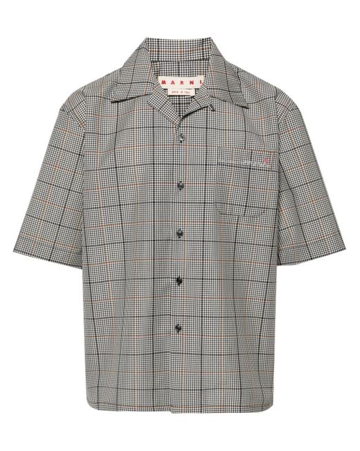 Gingham-check button-up shirt di Marni in Gray da Uomo