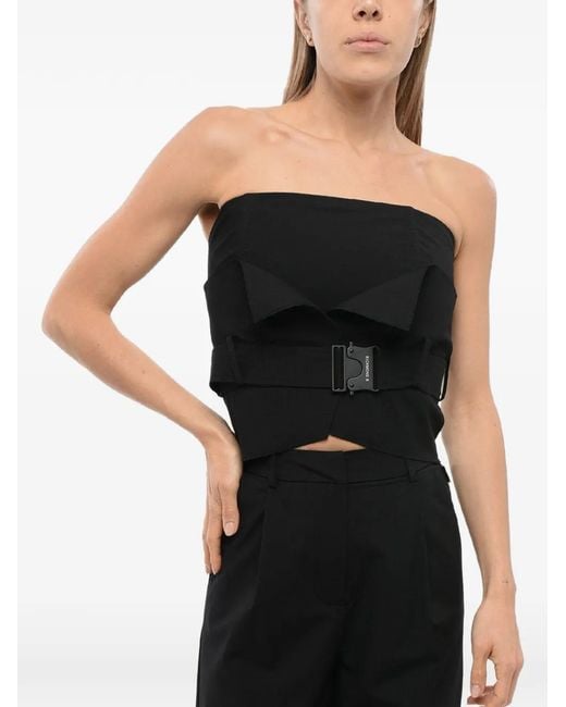 John Richmond Black Belted Strapless Top