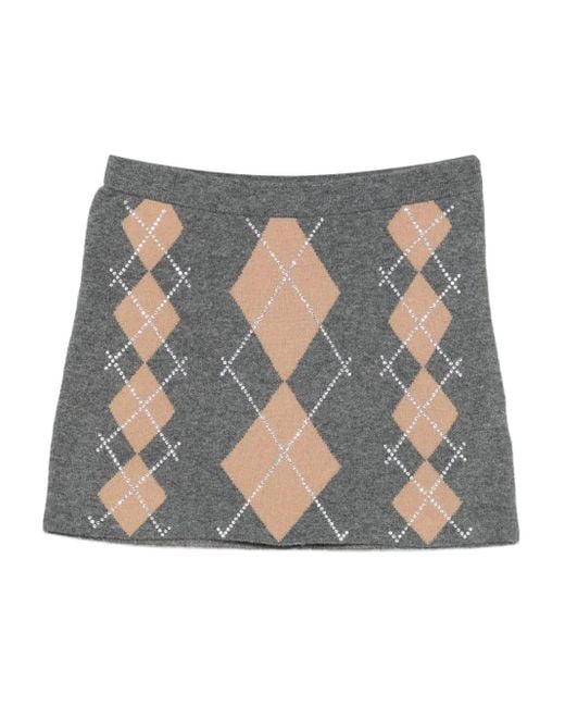 retroféte Gray Cecilie Argyle-Pattern Embellished Mini Skirt
