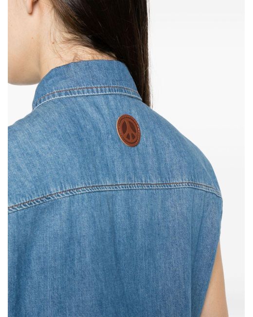 Chemise en coton à logo appliqué Moschino Jeans en coloris Blue