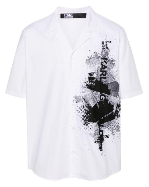 Karl Lagerfeld White Logo-print Poplin Shirt for men