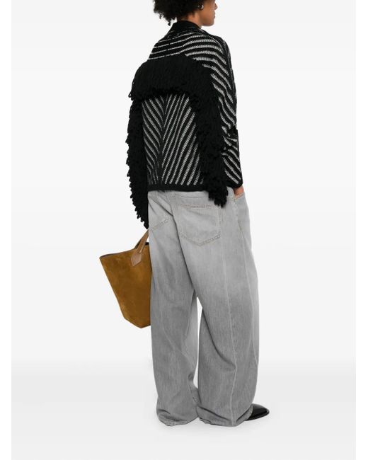 Golden Goose Deluxe Brand Black Striped Wool Cardigan