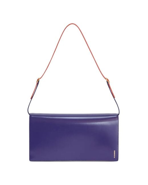 Jil Sander Purple Medium File Leather Shoulder Bag