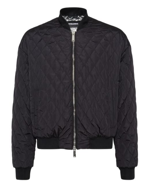 DSquared² Black Diamond-Quilted Bomber Jacket for men
