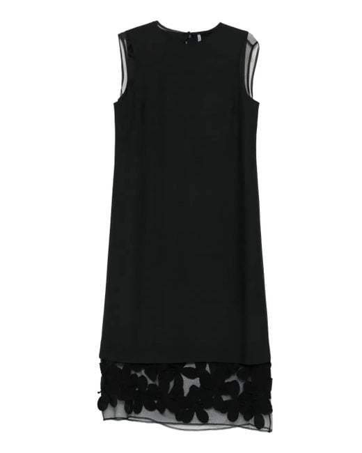 Liviana Conti Black Sleeveless Floral-Applique Dress
