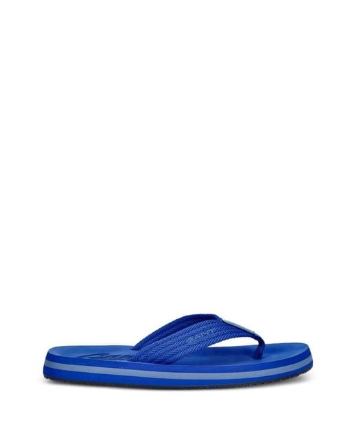 Gant Blue Logo-Print Braided Flip-Flops for men
