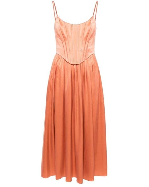 Zimmermann Orange Satin Pleated Dress