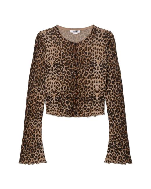 Re/done Brown Isabelle Leopard-Print Cardigan