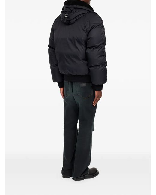 MM6 by Maison Margiela Black Hooded Bomber Jacket for men