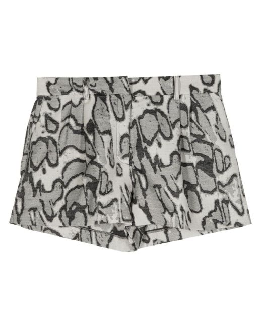 Stella McCartney Gray Abstract-jacquard Pleated Shorts