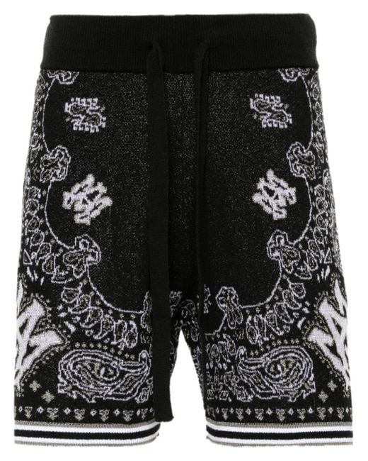 Amiri Black Cotton Bermuda Shorts With Print for men