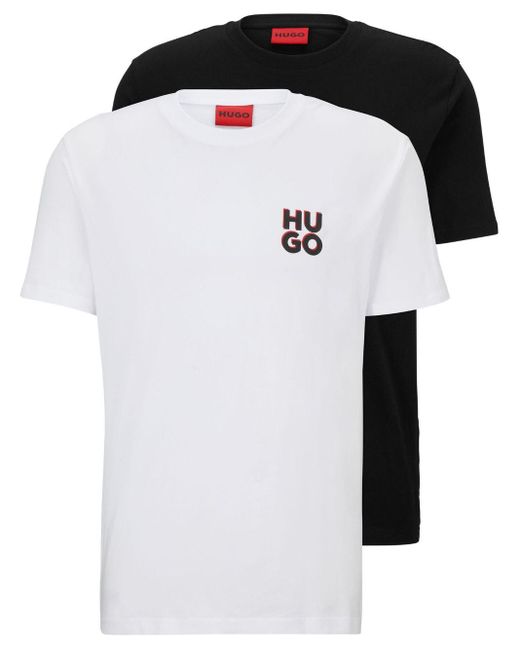 HUGO Black Dimento Cotton T-shirt (pack Of Two) for men