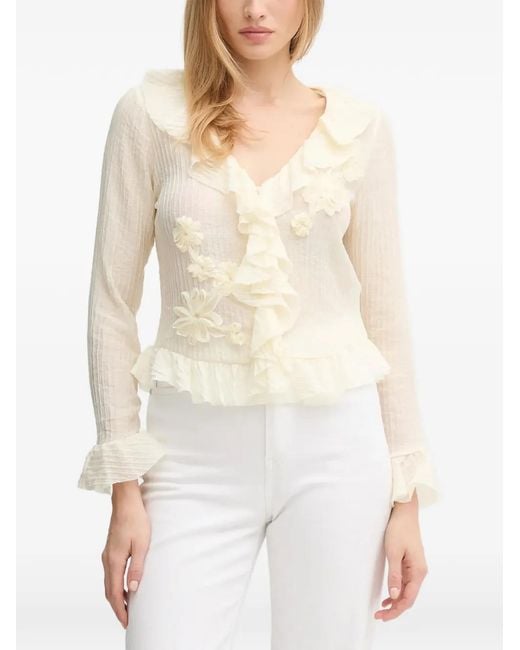 INTROPIA White Blouse Volantée À Fleurs