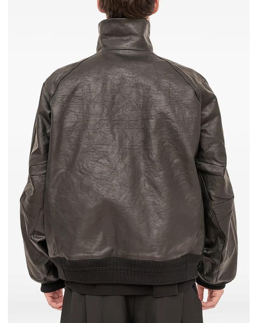 DEVOA Gray Zip-Up Leather Jacket for men