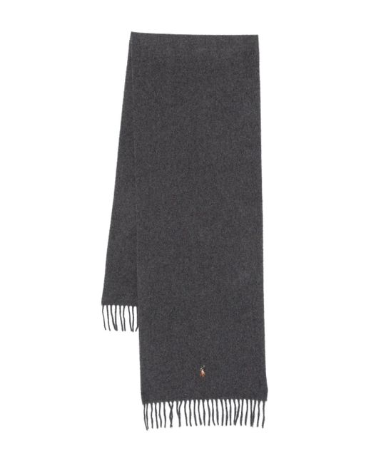 Polo Ralph Lauren Gray Felted Wool Fringed Scarf for men