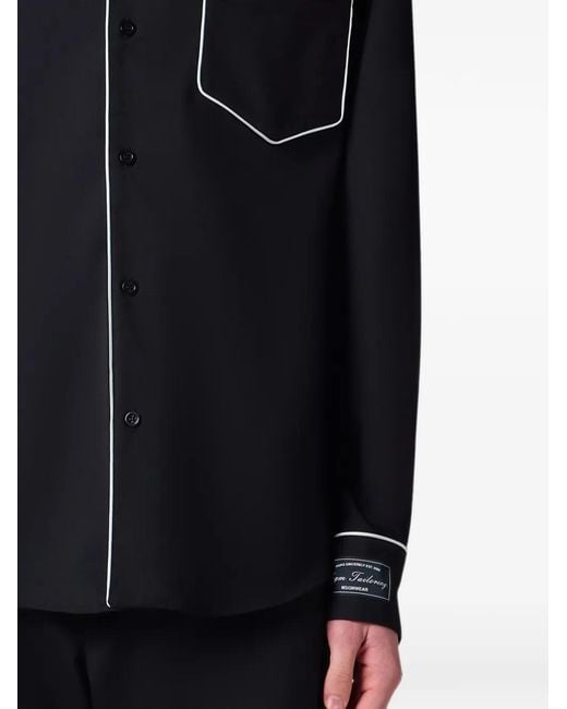 MSGM Black Piped-Trim Chest-Pocket Shirt for men