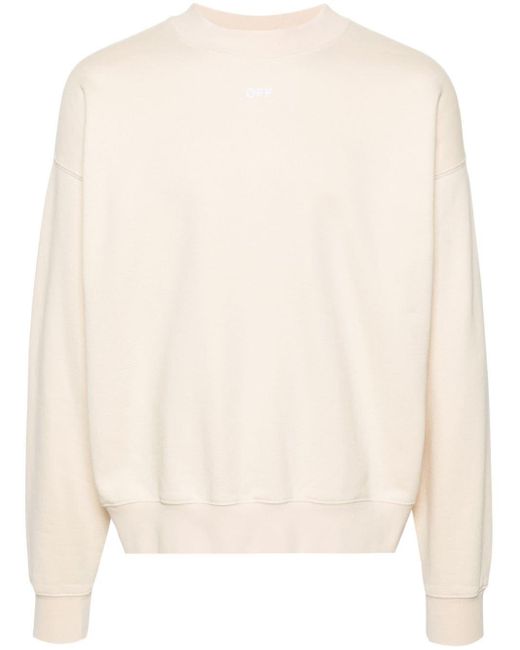 Off-White c/o Virgil Abloh Natural Neutral Arrow-embroidered Cotton Sweatshirt for men