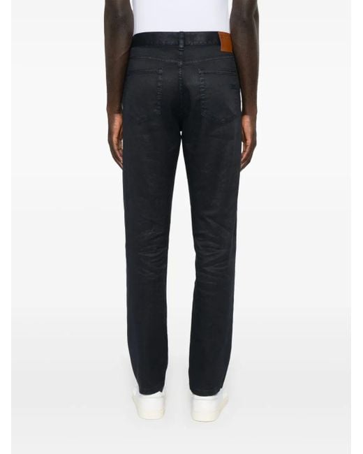 Zegna Blue Logo-Patch Trousers for men