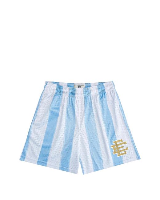 Eric Emanuel Blue Argentia Striped Mesh Shorts for men