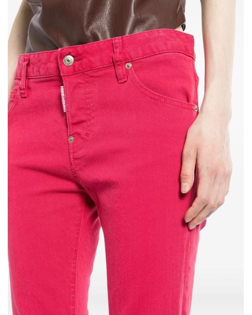 DSquared² Red Logo-Tag Slim-Fit Jeans