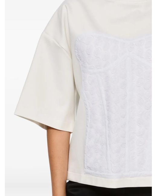 Hamza White T-Shirt mit Corsage-Einsatz