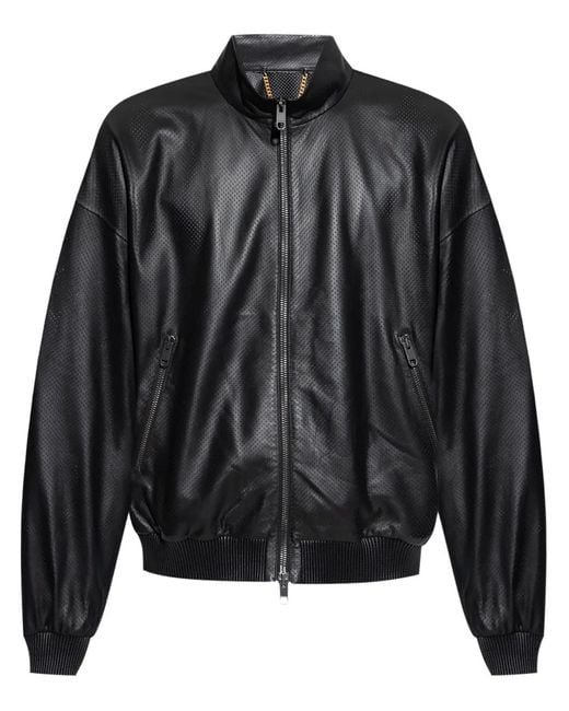 Bally Black Adrien Brody Leather Jacket for men