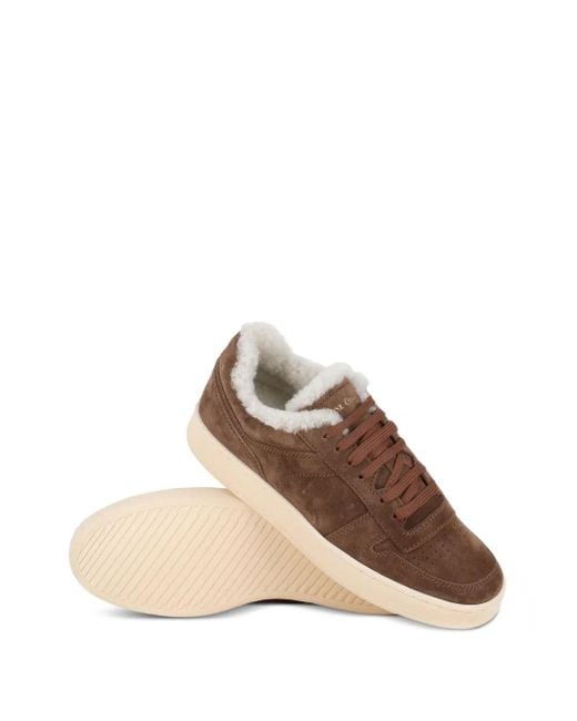 Officine Creative Brown Shearling-Lining Suede Sneakers