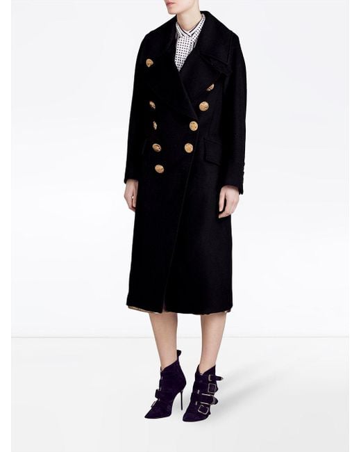 Burberry Bird Button Wool Blend Military Coat in Black Lyst