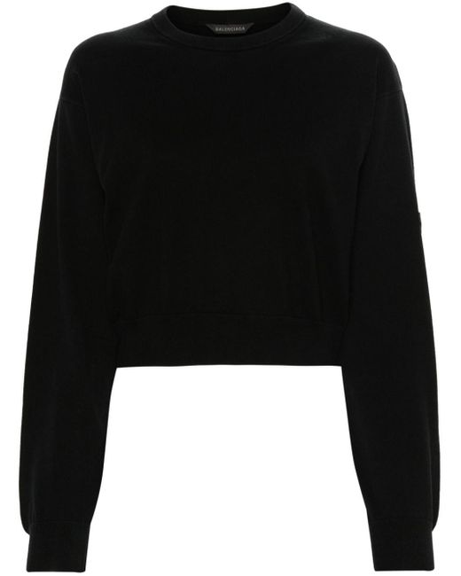 Balenciaga Black Logo-detail Cotton Jumper