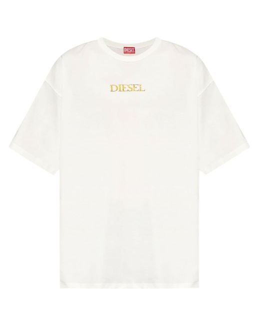 Logo-print cotton T-shirt DIESEL pour homme en coloris White